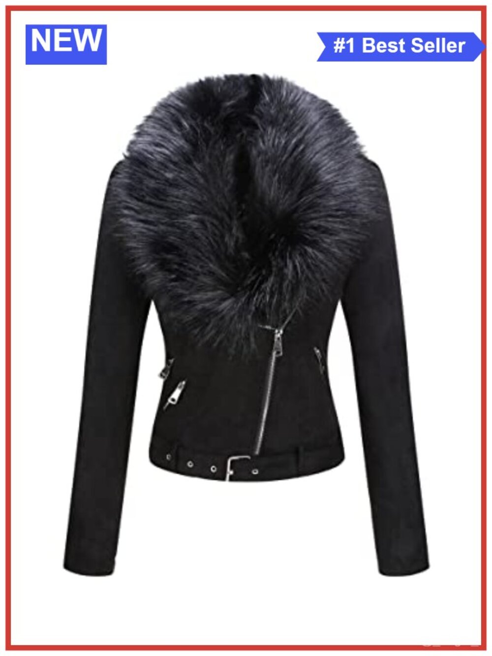 Faux Suede Moto Biker Jacket Sherpa-Lined Coat
